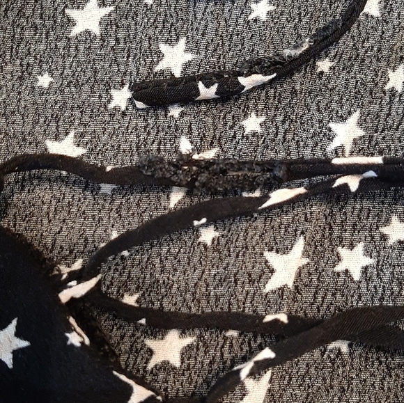 Forever 21 Women's Black Top with White Stars - Picture 3 of 9
